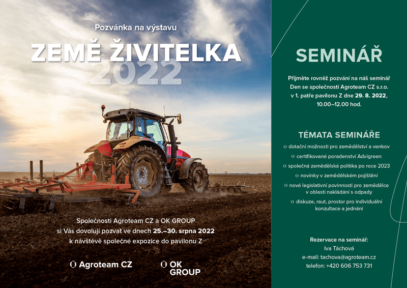 Pozvánka na agrosalon ZEMĚ ŽIVITELKA 2022